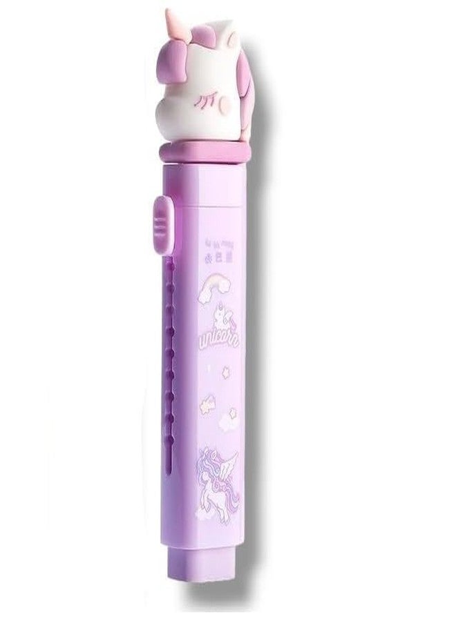 Rahasya Enterprise Rahasya Cartoon Shaped Cute Erasers Push Pull Design Retractable Erasers Pastel Aesthetic Pencil Eraser Cute Rubber for Kids Students School Stationery (Erasers Purple) - Image 1